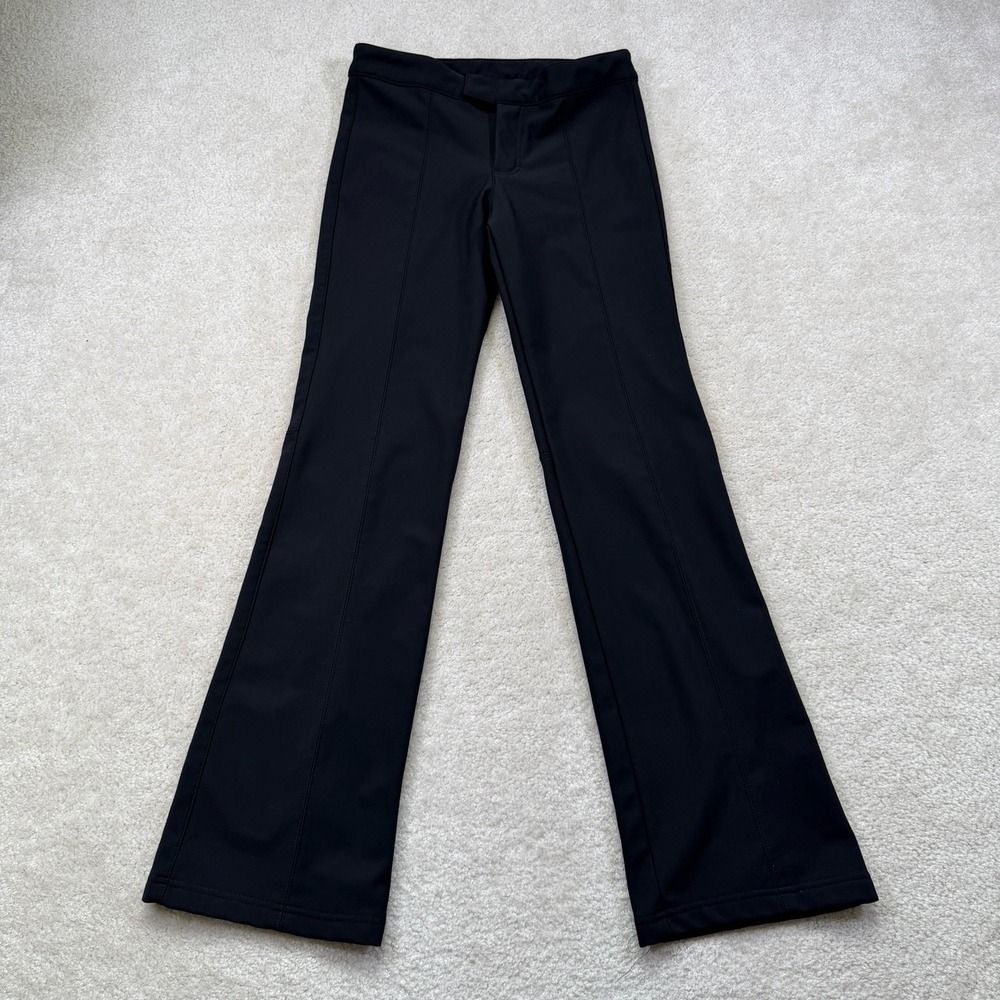 PrAna Fleece Lined Flare Pants Womens Small Tall Black Front Seam Active Outdoor